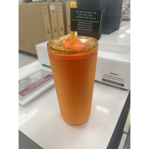 NEW Starbucks Tumbler Summer 2025 Neon Orange Soft Touch 16 oz Hot Cold Cup - Picture 1 of 3
